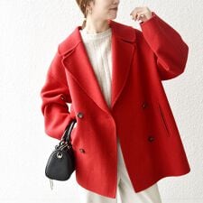 《一部追加予約》SHIPS any: リバー ダブル テーラード ミドル コクーン コート