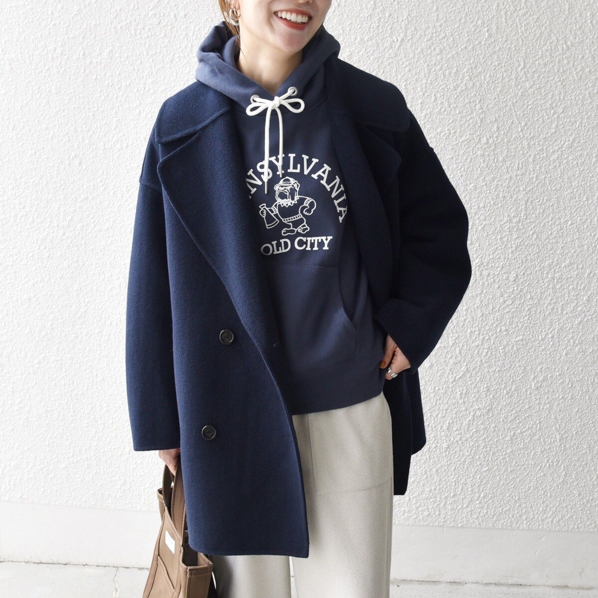 SHIPS any: リバー ダブル テーラード ミドル コクーン コート