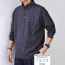 SHIPS any:〈抗菌防臭/遮熱/UVカット機能等〉 鹿の子 ロングスリーブ ポロシャツ◇