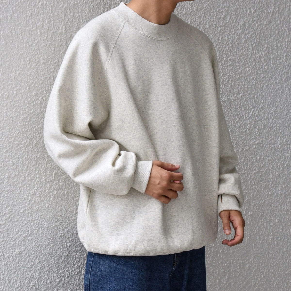 SHIPS any: ヴィンテージライク 裏起毛 セミモックネック ラグラン