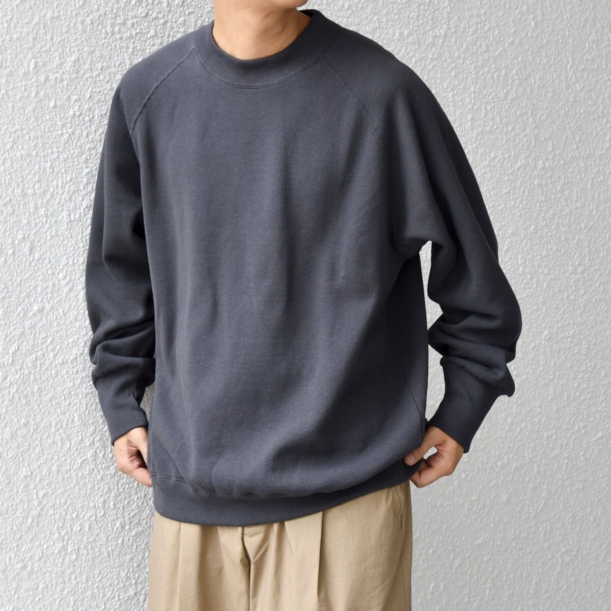 SHIPS any: ヴィンテージライク 裏起毛 セミモックネック ラグラン