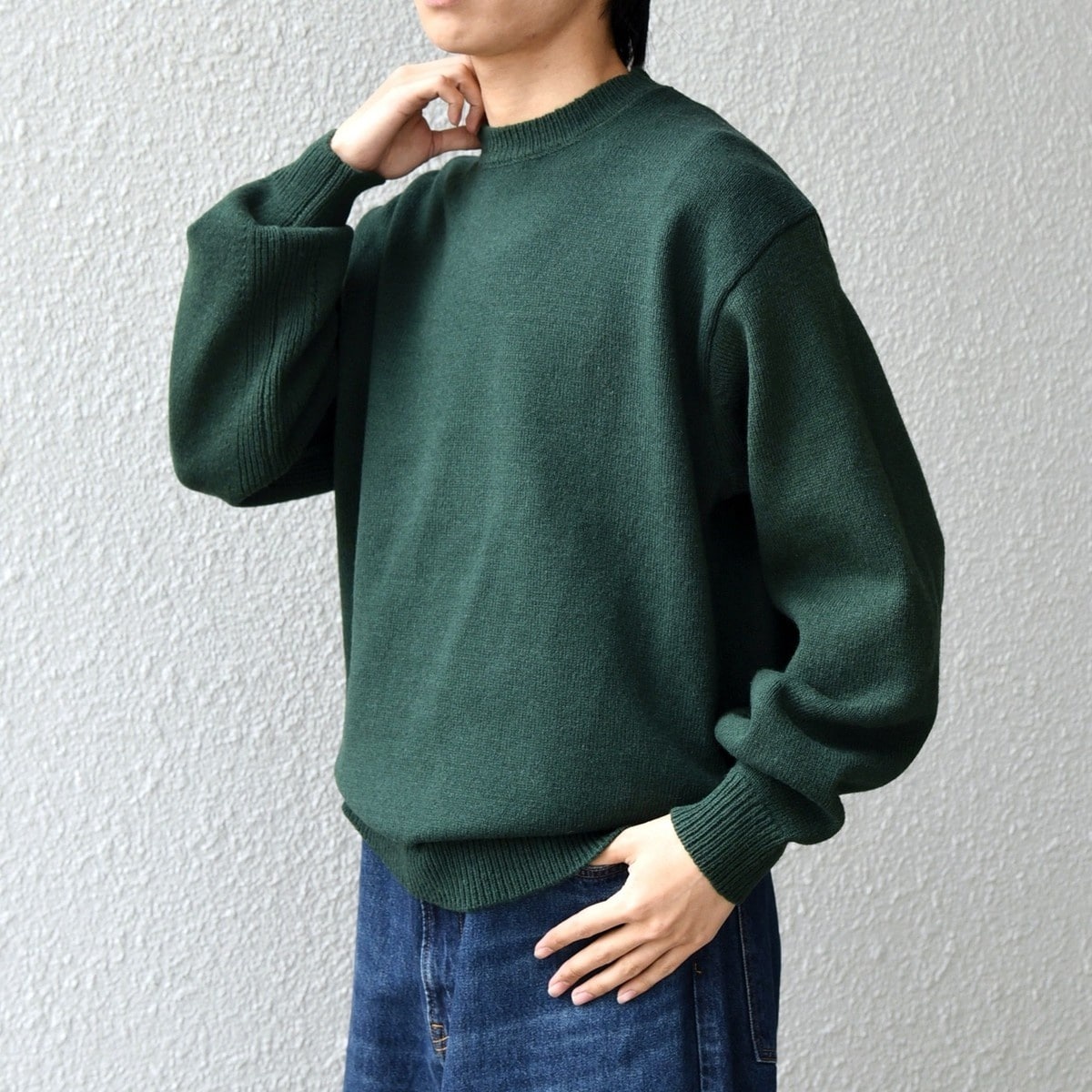 [�}���C]SHIPS any: French Merino �E�[�� �N���[�l�b�N �j�b�g��/�V�b�v�X �G�j�B�iSHIPS any�j �O���[��