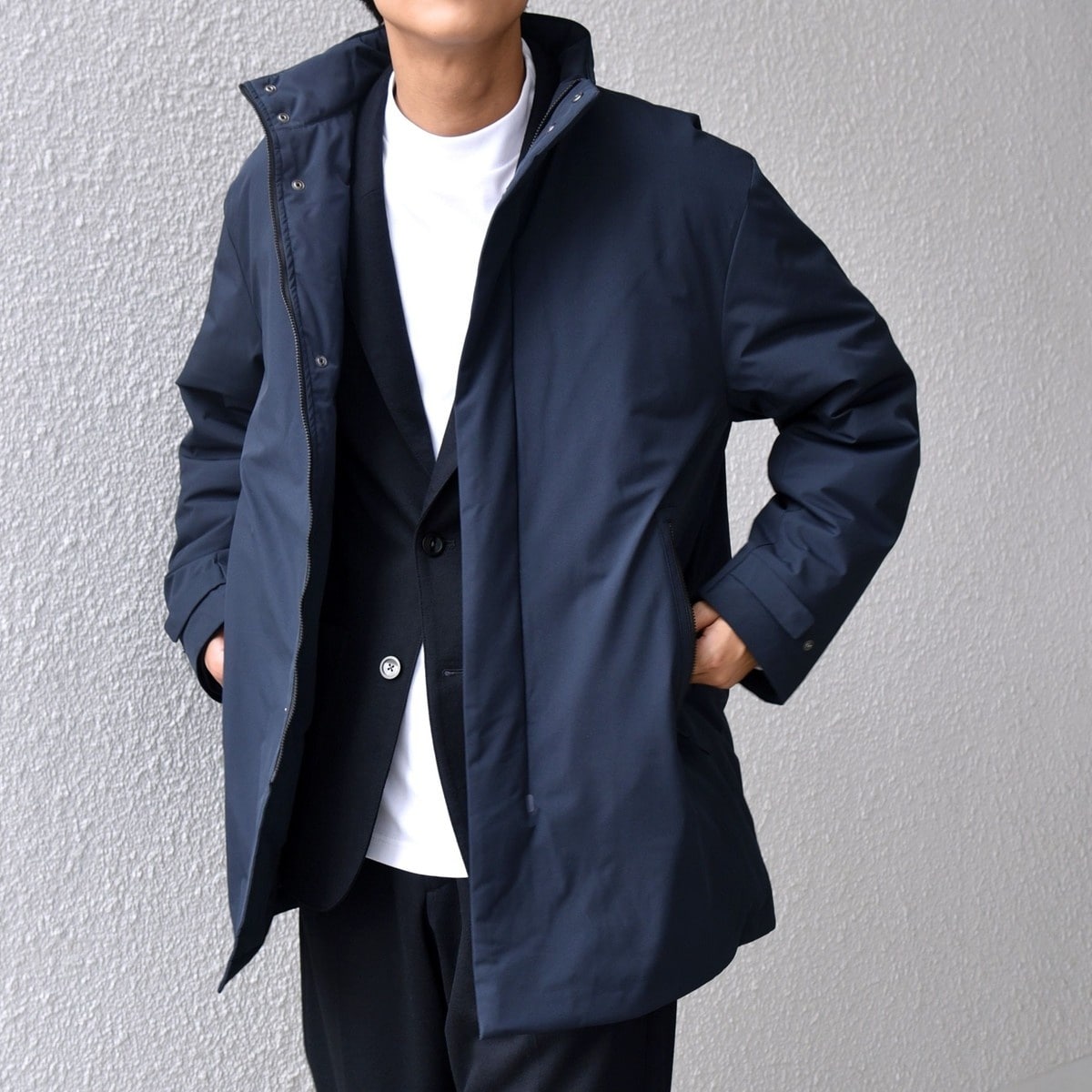 WEB限定】SHIPS any:〈撥水/防風等〉多機能 スタンドカラー ダウン