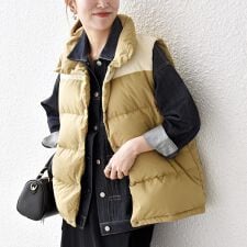 SHIPS any: ナイロン スタンドカラー ダウン ベスト