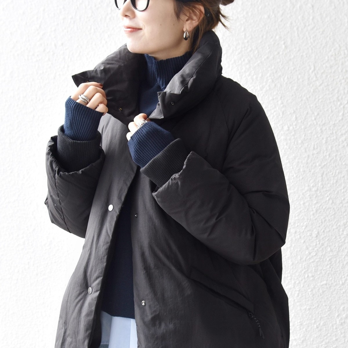 SHIPS any: ナイロン × ボア リバーシブル スタンドカラー ショート