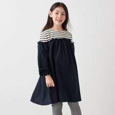 SHIPS any:〈洗濯機可能〉ボーダー/ソリッド 切り替え ワンピース