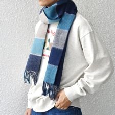 SHIPS any: サープラスヤーン ウール リバーシブル チェック マフラー◇