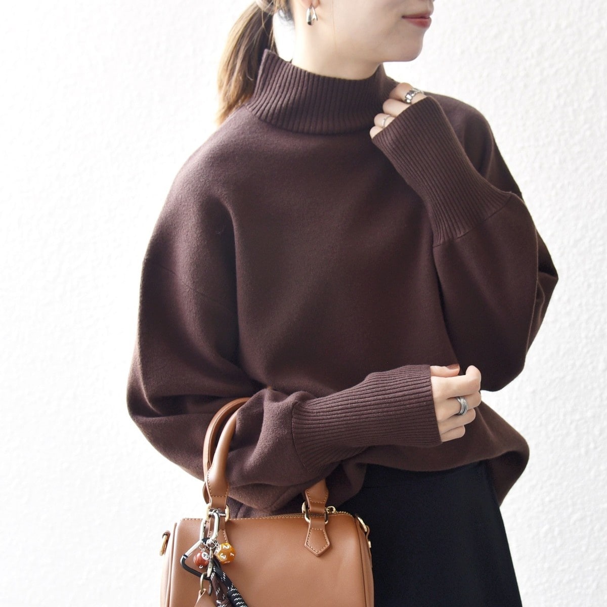 シップス エニィ（SHIPS any）/SHIPS any: ハイネック ボリュームスリーブ ロングリブ ニット プルオーバー SHIPS any: ハイネック ボリュームスリーブ ロングリブ ニット プル