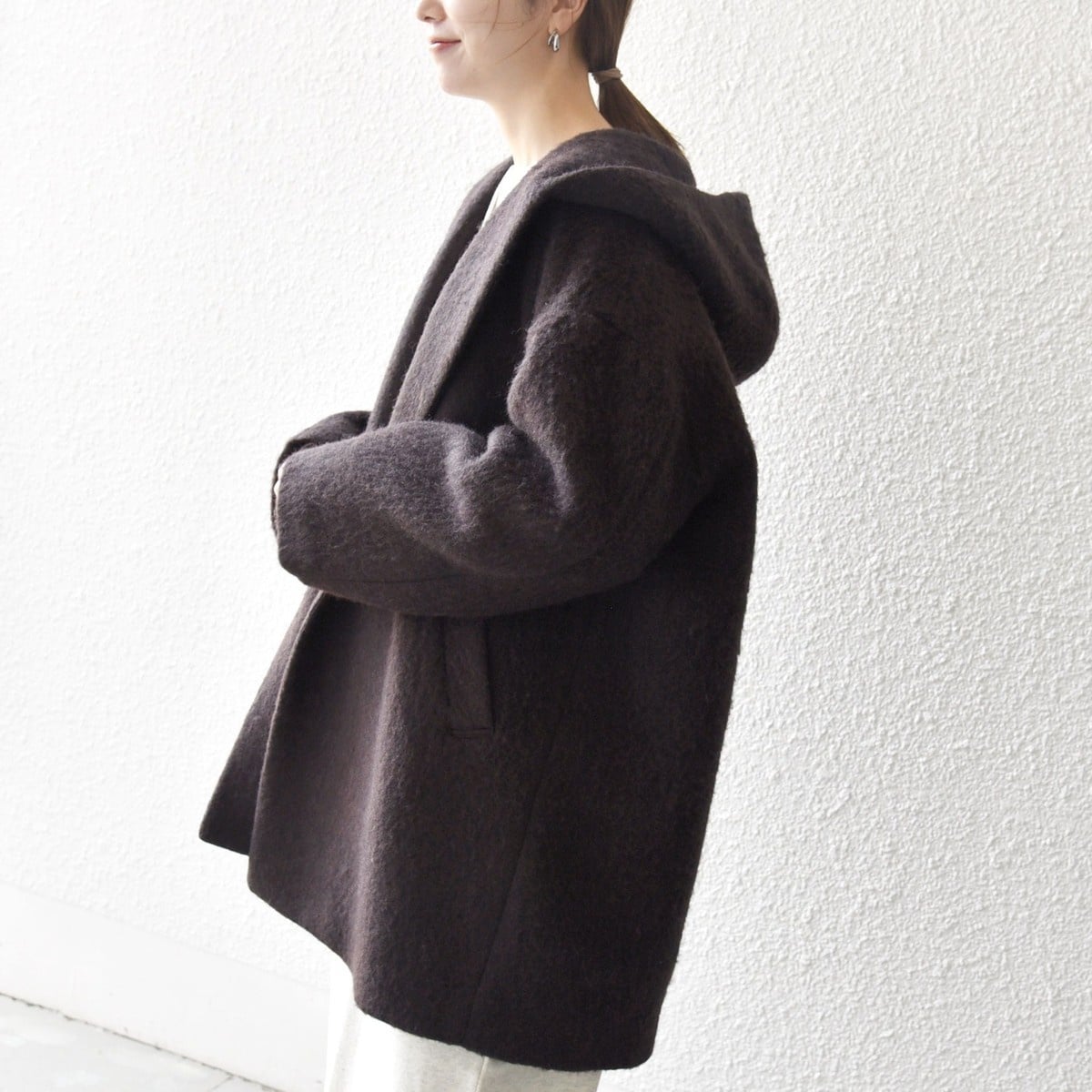 一部追加予約》SHIPS any: リバー ダブル テーラード ミドル コクーン