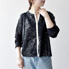 シップス エニィ(SHIPS any)のSHIPS any: スパンコール ジャカード バイカラー クルーネック シャツ カーディガン
