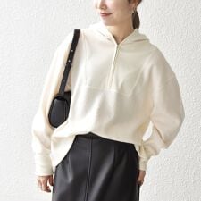 SHIPS any:〈手洗い可能〉起毛 ワッフル ハーフジップ フーディー プルオーバー