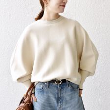 SHIPS any:〈手洗い可能〉ダブルフェイス ボリュームスリーブ ニット プルオーバー