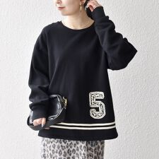 《予約》SHIPS any:〈洗濯機可能〉裏起毛 パールモチーフ 刺繍 ワイド スウェット