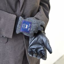 SHIPS any:〈スマホ/タッチパネル対応〉MOON ツイード/レザー コンビ リブ グローブ◇