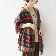 TWEED MILL: チェック ウール ストール 25AW