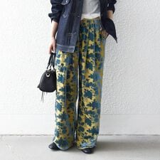SHIPS any:〈手洗い可能〉フラワー オパール タック セミワイド イージー パンツ
