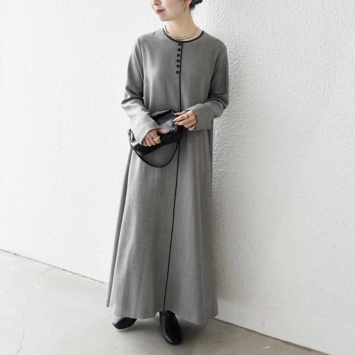 SHIPS any: ウーステッド パイピング ボタン ロングスリーブ フレア