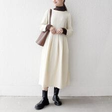 シップス エニィ(SHIPS any)の《予約》SHIPS any: ジャカード ウエストタック フレア ワンピース［NAVY BLUE］