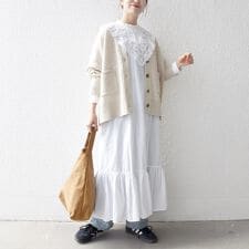 bon_meur:〈洗濯機可能〉レース ビッグカラー ギャザー パフ シャツワンピース