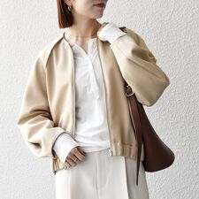 SHIPS any:〈洗濯機可能〉ジャージー ギャザー コンパクト ブルゾン