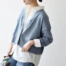 SHIPS any:〈手洗い可能〉コットン ミックス Vネック コンパクト カーディガン