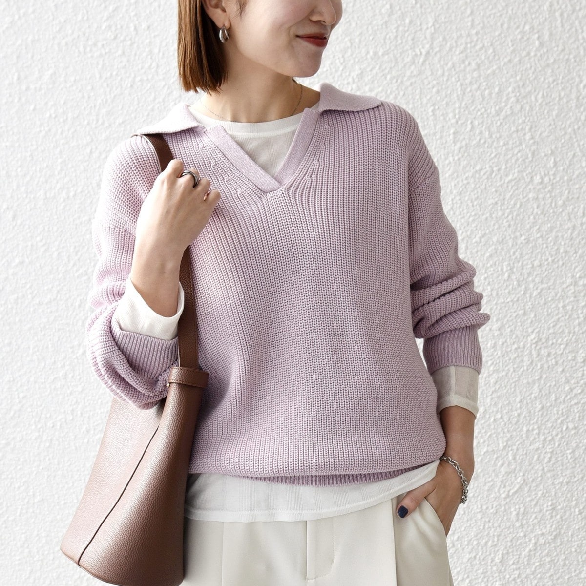 SHIPS any:〈手洗い可能〉ダブルフェイス ボリュームスリーブ ニット