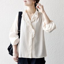 《予約》SHIPS any:〈洗濯機可能〉2WAY シアー フリル ブラウス