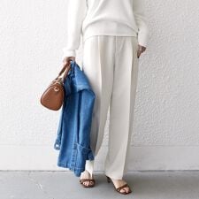 SHIPS any:〈洗濯機可能〉ダブルクロス タック ストレート パンツ［NAVY BLUE］