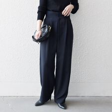 SHIPS any:〈洗濯機可能〉ダブルクロス タック ストレート パンツ［NAVY BLUE］