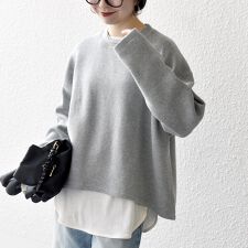 SHIPS any:〈手洗い可能〉サカリバ ラウンド ヘム ルーズ プルオーバー