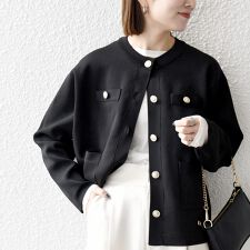SHIPS any:〈手洗い可能〉クルーネック ニット ジャケット カーディガン