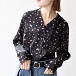 SHIPS any:〈洗濯機可能〉フラワー プリント レース オープンカラー 