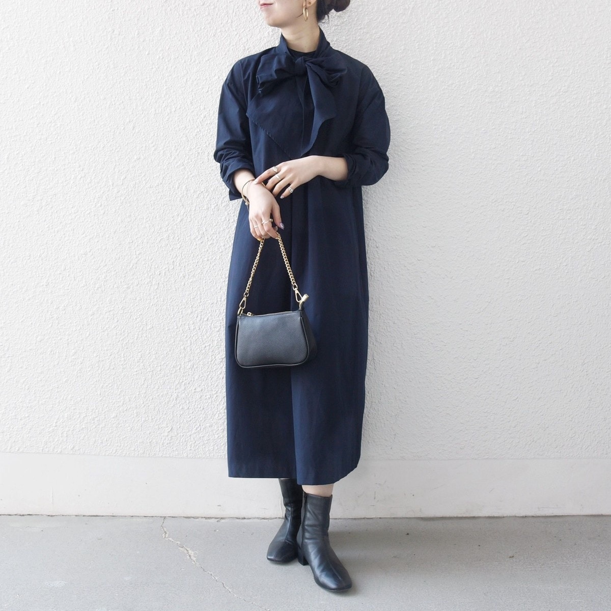 SHIPS any: エア ニードル クルーネック タック フレア ワンピース