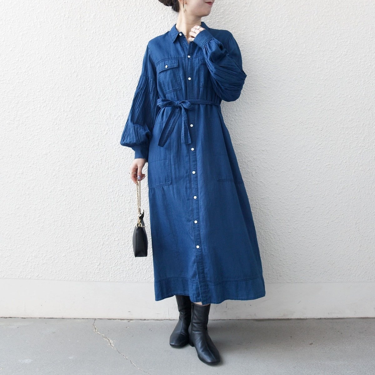 SHIPS any:〈洗濯機可能〉ステッチ マキシ シャツ ワンピース