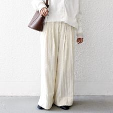 SHIPS any:〈洗濯機可能〉ウェーブ ジャカード タック ワイド パンツ