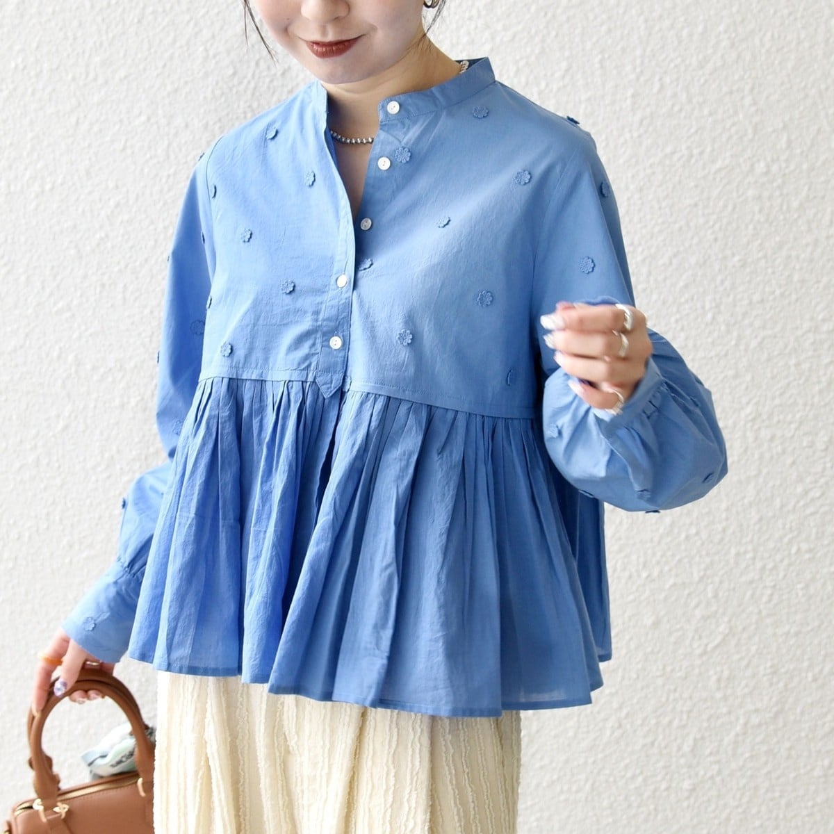 WEB限定】SHIPS any:〈洗濯機可能〉デニム シーム バンドカラー シャツ