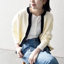 《一部追加予約》SHIPS any:〈手洗い可能〉バイカラー スキッパー ニット カーディガン