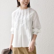 SHIPS any:〈洗濯機可能〉REPREVE フリル クルーネック Aライン ブラウス