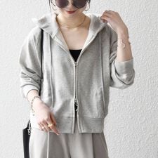 SHIPS any:〈洗濯機可能〉USAコットン 裏毛 ジップ コンパクト パーカー