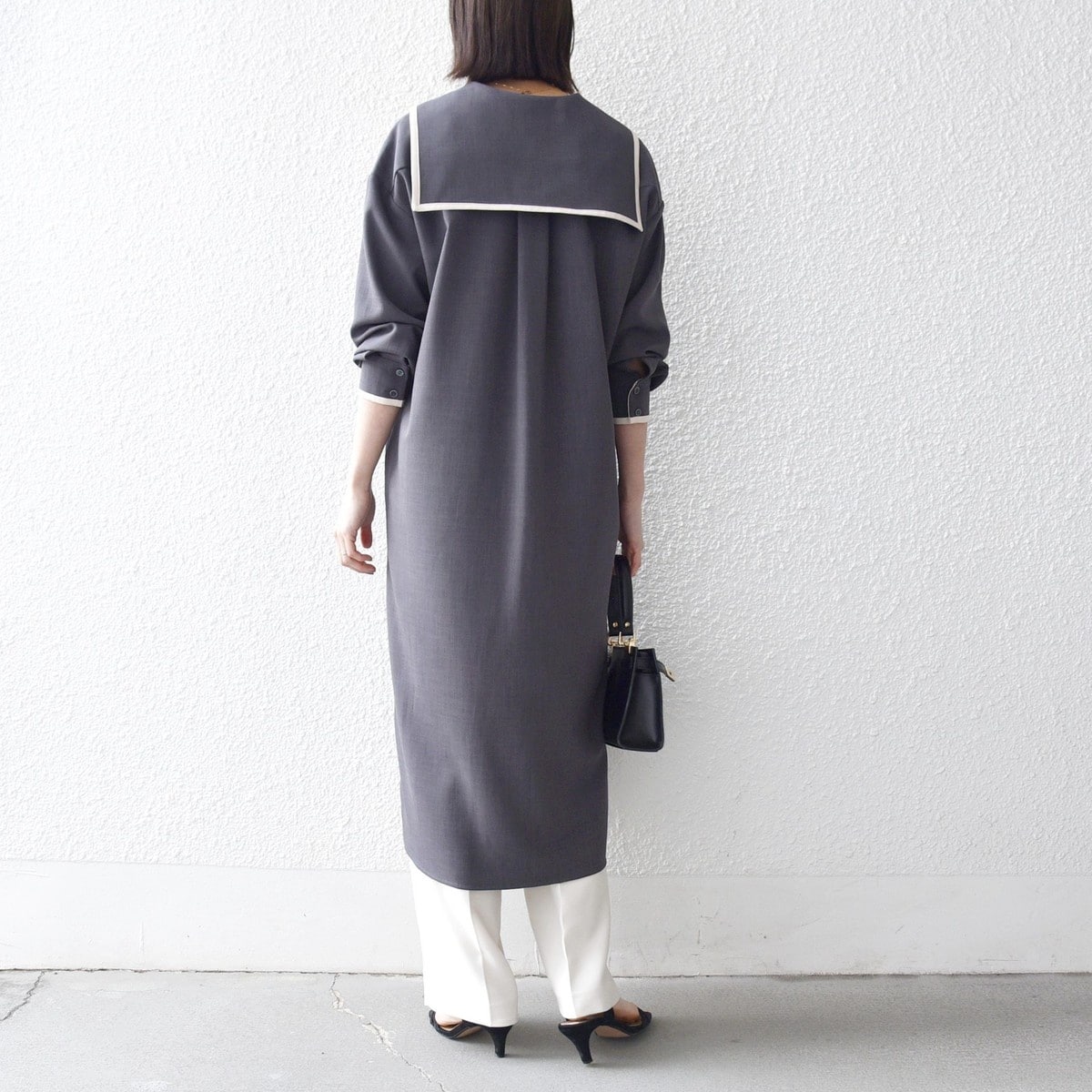 新品タグSHIPS anyウール サキソニー セーラー カラー ワンピース WEB限定】SHIPS any: ウール サキソニー セーラー カラー ワンピース