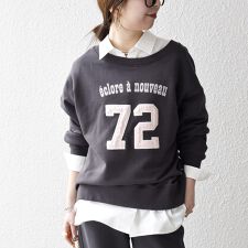 SHIPS any:〈洗濯機可能〉USAコットン 裏毛 ナンバリング ルーズ スウェット