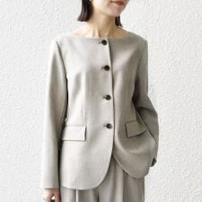 SHIPS any:〈洗濯機可能〉シャーク ノーカラー ジャケット