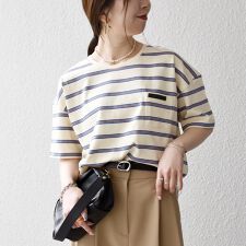 SHIPS any:〈洗濯機可能〉マルチボーダー ワイド TEE