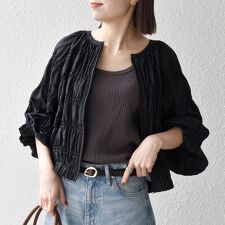 SHIPS any:〈洗濯機可能〉シアー ギャザー フリル ブルゾン