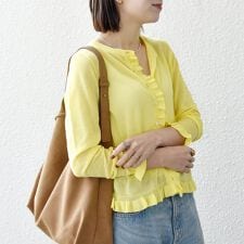 SHIPS any:〈手洗い可能〉コットン ミックス シアー フリル カーディガン