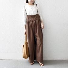 SHIPS any:〈洗濯機可能〉ループヤーン イージー ギャザー サロペット