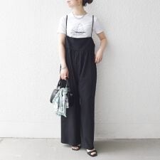 SHIPS any:〈洗濯機可能〉ループヤーン イージー ギャザー サロペット