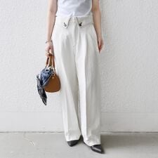 SHIPS any:〈洗濯機可能〉カルゼ ターンバック ハイウエスト テーパード パンツ