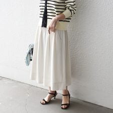 SHIPS any:〈洗濯機可能〉ループヤーン ギャザー フレア スカート
