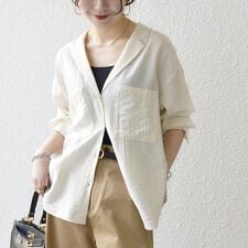 《予約》SHIPS any:〈手洗い可能〉オープン カラー ポケット シャツ